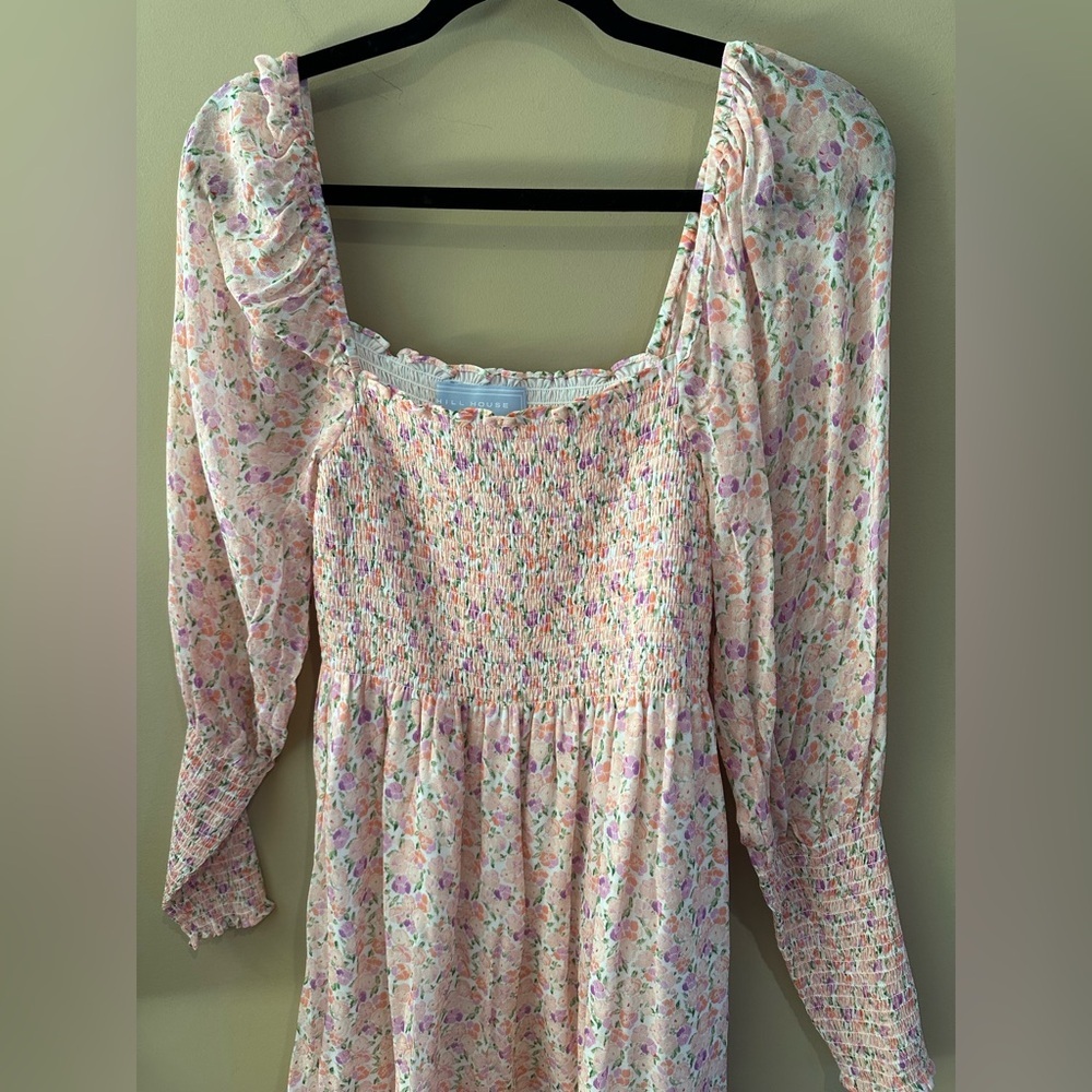 Hill House The Grace Mini Nap Dress - Pansy in Pink Multi Georgette - Picture 6 of 11